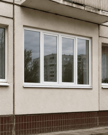 Металлопластиковое окно Veka Softline четырехстворчатое с двумя поворотно-откидными створками 2600x1400 мм