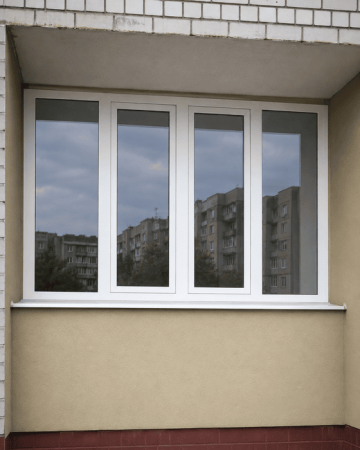 Металопластикове вікно Viknaroff Gealan S8000 чотиристулкове з двома поворотно-відкидними стулками 2400x1500 мм