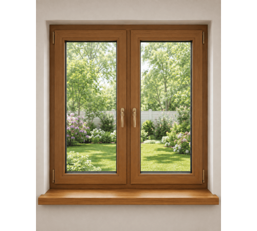 Металлопластиковое окно Veka Softline 82 2-створчатое с 2 поворотно-откидными створками ламинированное 1300×1400 мм