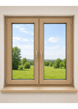 Металлопластиковое окно Veka Softline 82 2-створчатое с 2 поворотно-откидными створками ламинированное 1500×1400 мм
