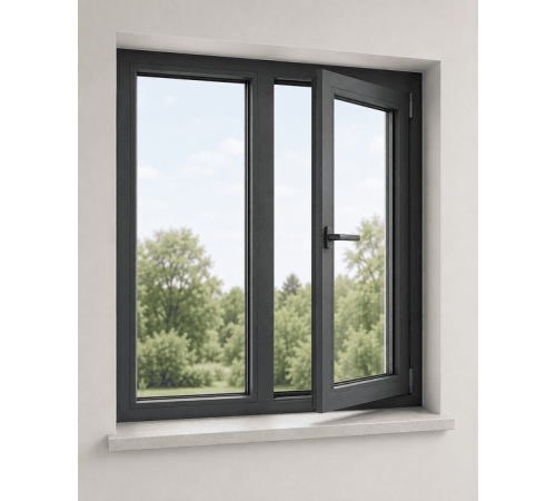 Металлопластиковое окно Veka Softline 76 2-створчатое с 1 поворотно-откидной створкой ламинированное 1300×1300 мм