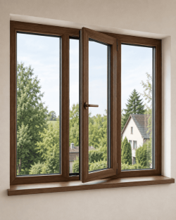Металлопластиковое окно Veka Softline 76 3-створчатое с 1 поворотно-откидной створкой ламинированное 2100×1300 мм