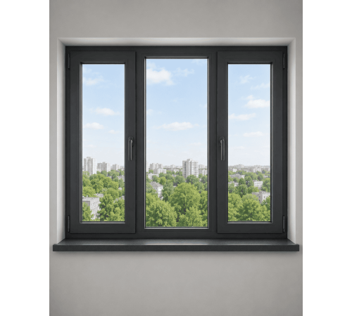 Металлопластиковое окно Veka Softline 82 3-створчатое с 2 поворотно-откидными створками ламинированное 1800×1300 мм