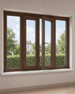 Металопластикове вікно Veka Softline 76 4-стулкове з 2 поворотно-відкидними стулками ламіноване 2500×1300 мм