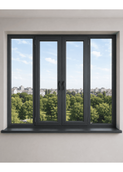 Металлопластиковое окно REHAU Euro 60 4-створчатое с 2 поворотно-откидными створками ламинированное 2500×1500 мм