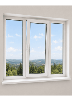 Металлопластиковое окно Veka Softline трёхстворчатое с поворотно-откидной створкой 1900 x 1300 мм