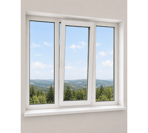 Металлопластиковое окно Veka Softline 82 трёхстворчатое с поворотно-откидной створкой 2500x1700 мм