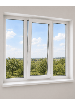 Металопластикове вікно Veka Softline тристулкове з поворотно-відкидною стулкою 2200x1100 мм