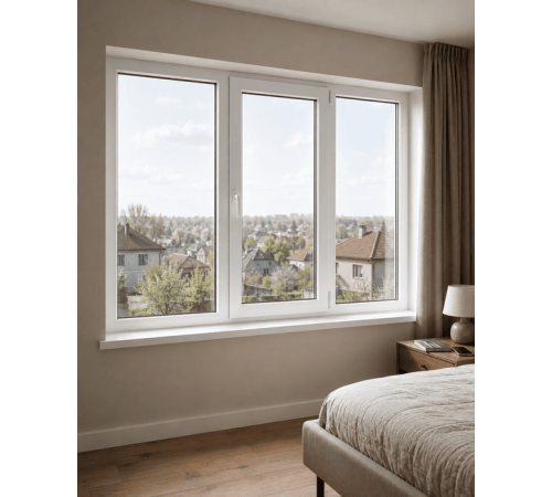 Металлопластиковое окно Veka Softline 82 трёхстворчатое с поворотно-откидной створкой 2500x1700 мм
