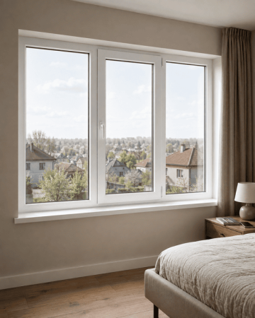 Металопластикове вікно Veka Softline тристулкове з поворотно-відкидною стулкою 2700x1500 мм