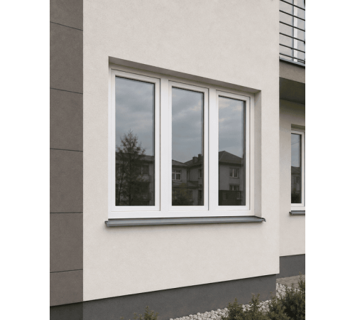 Металлопластиковое окно Rehau Synego трёхстворчатое с поворотно-откидной створкой 2300x1700 мм