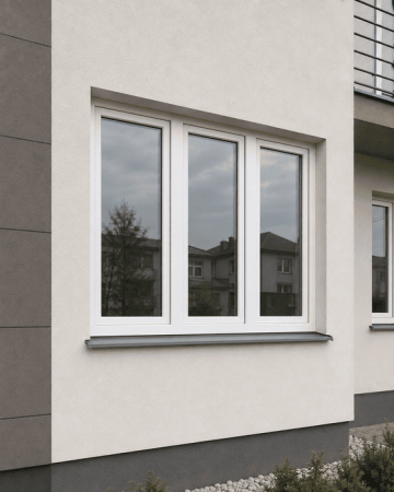 Металлопластиковое окно Rehau Euro 70 трёхстворчатое с поворотно-откидной створкой 2700x700 мм