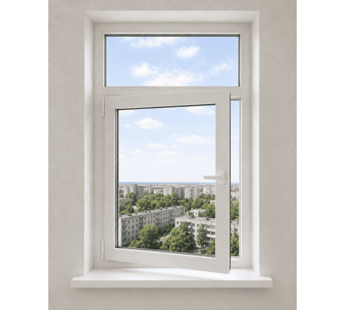 Металлопластиковое окно VEKA Softline одностворчатое с фрамугой 1150 x 1900 мм