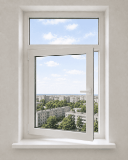 Металлопластиковое окно VEKA Softline одностворчатое с фрамугой 1150 x 1900 мм