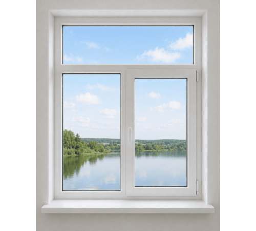 Металлопластиковое окно VEKA Softline 82 двухстворчатое с фрамугой 1100 x 1900 мм
