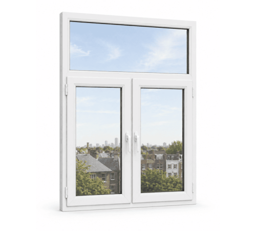 Металлопластиковое окно VEKA Softline 82 двухстворчатое с фрамугой 1300 x 1850 мм