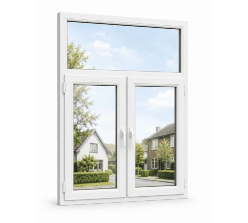 Металлопластиковое окно VEKA Softline 82 двухстворчатое с фрамугой 1500 x 1700 мм