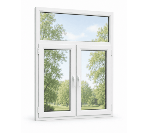 Металлопластиковое окно VEKA Softline 82 двухстворчатое с фрамугой 1500 x 1850 мм