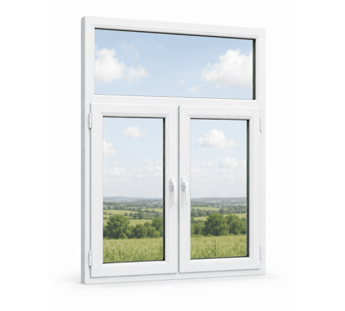 Металлопластиковое окно VEKA Softline 82 двухстворчатое с фрамугой 1500 x 1900 мм