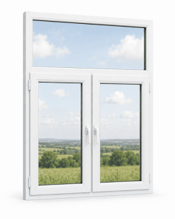 Металопластикове вікно VEKA Softline 82 двостулкове з фрамугою 1500 x 1900 мм