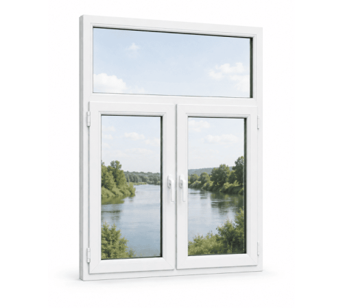 Металлопластиковое окно VEKA Softline 82 двухстворчатое с фрамугой 1500 x 2100 мм