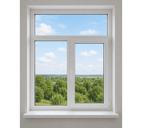 Металлопластиковое окно VEKA Softline двухстворчатое с фрамугой 1100 x 1900 мм