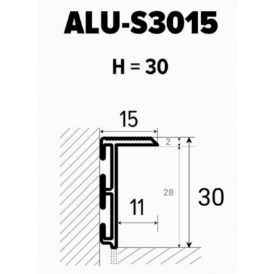 Плинтус алюминиевый скрытого монтажа 30х15х2700 мм ALU-S3015 (RAL) Kluchuk-4