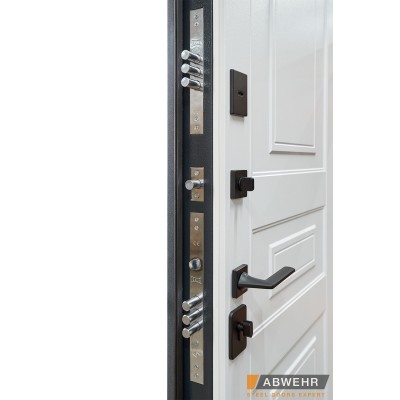 Входные Нестандартные двери с терморазрывом и фрамугой Scandi (RAL 7021 + Белый), до 1400*2650, комплектация FRAME Abwehr-2