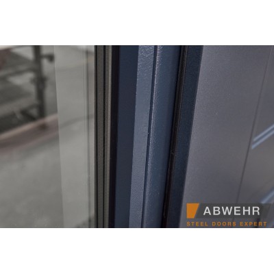 Вхідні Нестандартні двері з терморозривом та фрамугою Scandi (RAL 7021 + Білий), до 1400*2650, комплектація FRAME Abwehr-7