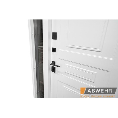 Вхідні Нестандартні двері з терморозривом та фрамугою Scandi (RAL 7021 + Білий), до 1400*2650, комплектація FRAME Abwehr-8