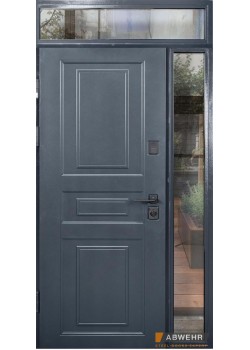 Нестандартные двери с терморазрывом и фрамугой Scandi (RAL 7021 + Белый), размер до 1400*2650, комплектация FRAME Abwehr