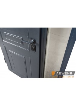 Нестандартные двери с терморазрывом и фрамугой Scandi (RAL 7021 + Белый), размер до 1400*2650, комплектация FRAME Abwehr
