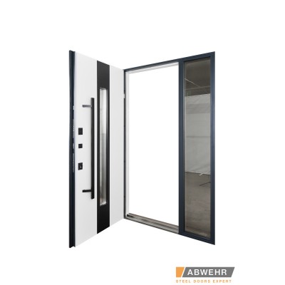 Вхідні Нестандартні двері з терморозривом Ufo Black (RAL 7016 + Білий), 1600-1800*2200, комплектація FRAME Abwehr-2