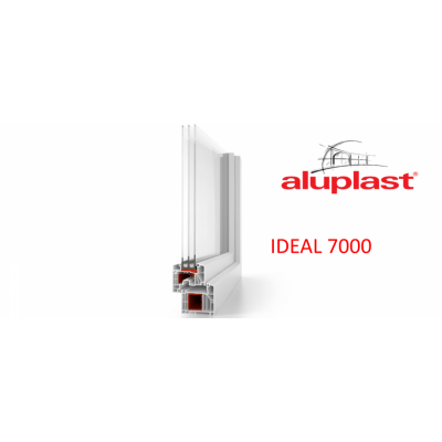 Балконный блок Aluplast Ideal 7000 с двумя окнами и поворотно-откидной дверью 2300 x 2100 мм-1