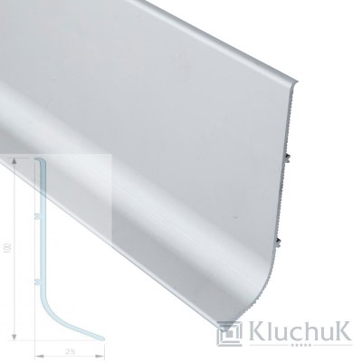 Плінтус алюмінієвий накладний 100 мм анодированний Kluchuk-0