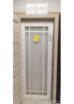 Двери Будапешт ваниль, стекло сатин, полотно 800 мм без врезок, Минская НСД Двери