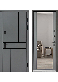 Двери Ультра (квадро) Securemme 557/607 Тонированное зеркало Пепельный металлик/Серый шифер Булат