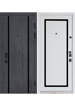 Двері ТЕРМО ОЛІМП (квадро) Mottura Модель 575/568 Оксид чорний/Білий матовий Булат