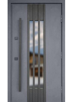 Двері Стронг Референс антрацит пісок/білий атлас, довга ручка чорна Vinorit "Qdoors"