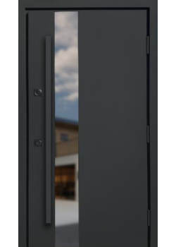 Двері Стронг Вест пісок темний сірий/білий атлас, довга ручка чорна Vinorit "Qdoors"