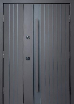 Двери Стронг Айрон 1200 песок коричневый/белый атлас, длинная ручка коричневая/черная Vinorit "Qdoors"