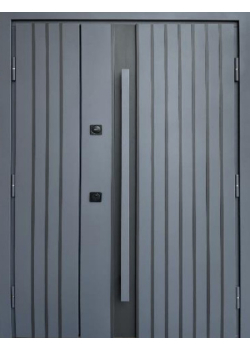 Двери Стронг Айрон 1200 антрацит песок/белый атлас, длинная ручка антрацит/черная Vinorit "Qdoors"