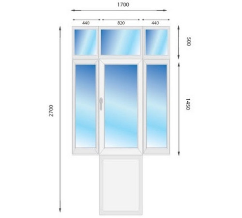 Металопластикові двері VEKA Proline з фрамугою 1700 x 2700