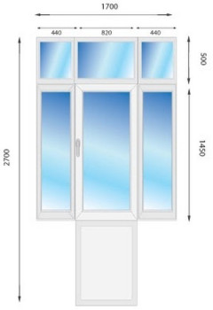 Металопластикові двері WDS 6S з фрамугою 1700 x 2700