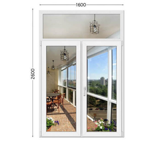 Металопластикові двері VEKA Softline з фрамугою 1600 x 2600