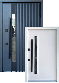 Двери Rio-S Loft с ручкой-трубой антрацит/белый Страж