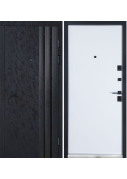 Двері Тандем (квадро) 586/гладка Оксид чорний Весь декор/Білий матовий гладкий Булат