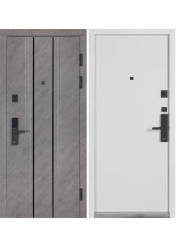 Двері ТЕРМО ЕЛЕКТРО (квадро) Kale 590/гладка Зріз каменю/Білий матовий гладкий Булат