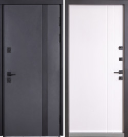 Двери Коттедж 710/265 Metalic anthracite/Уличная Белый Атласный Булат