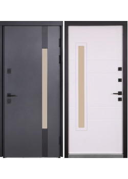 Двери Коттедж 705/431 Metalic anthracite/Уличная Белый Атласный Булат